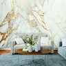 Papel de Parede Painel 3D Mármore Branco com Ouro 3M Auto Colante Lavável Revestimento Brilhoso - 2