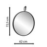 Espelho Decorativo Short Strip Verde Alça Corino Preto 60 cm Redondo Verde/Preto, 60 cm - 8