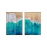Dupla de Quadros Decorativos Paisagem Praia Mar Natural Azul com Vidro - 1