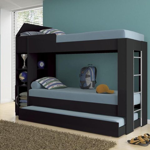 Treliche Solteiro Cabeceira Bau 1 Porta 225x87 Cm15 Preto Dtall Preto