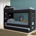Ver imagem 1 de Treliche Solteiro Cabeceira Bau 1 Porta 225x87 Cm15 Preto Dtall Preto