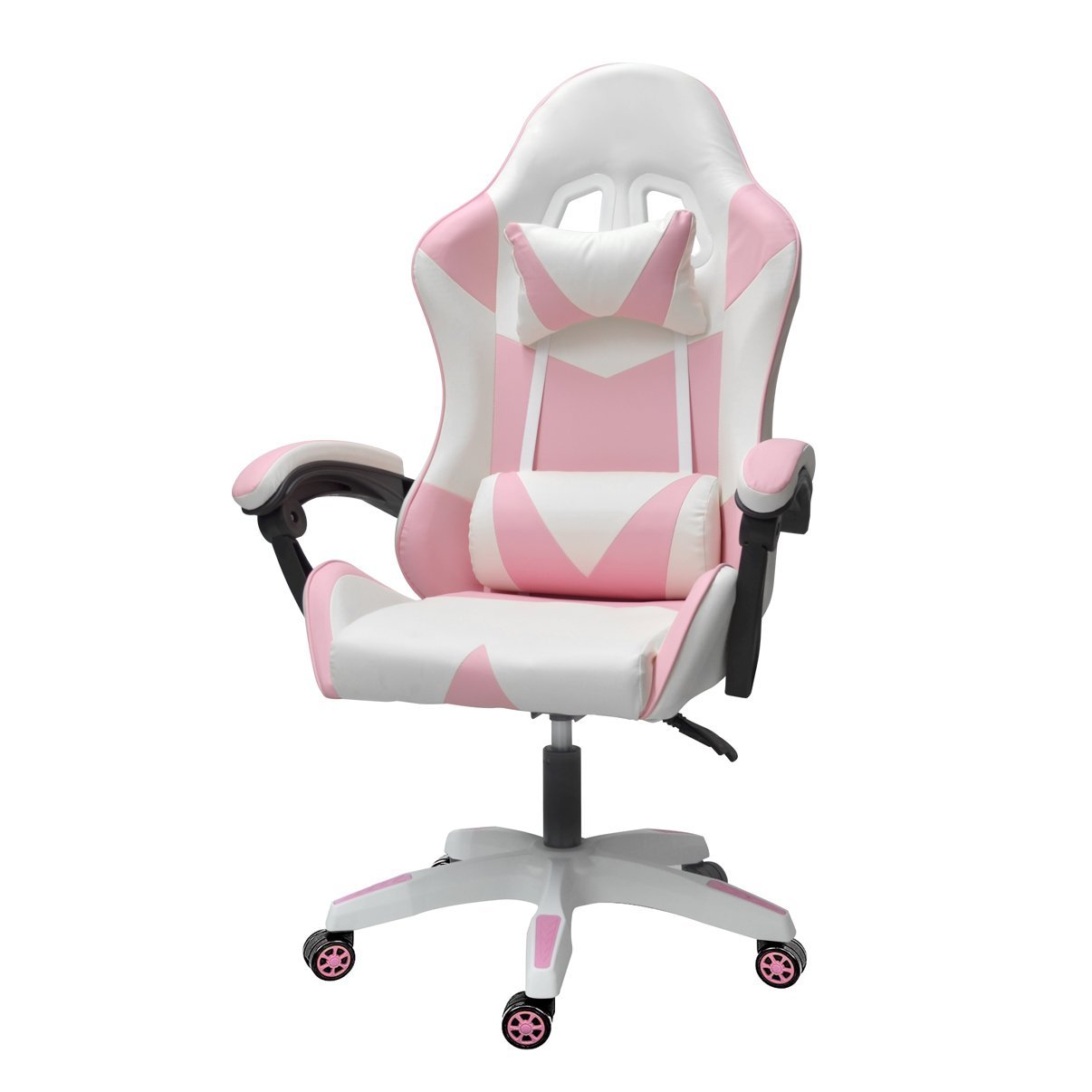 Cadeira Gamer Ergonômica Top Para Escritório Rosa e Branco