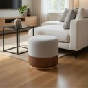 Ver imagem 1 de Puff Redondo Decorativo Premium Madeira Maciça Resistente Sala Luxo Talento Móveis