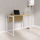 Ver imagem 1 de Escrivaninha Mesa Escritório P25 90cm Samba e Branco Marrom