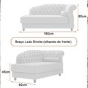 Ver imagem 4 de Chaise 160cm Direito Pomme Bouclé Off White - Sallar Home
