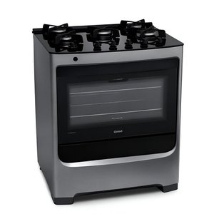 Fogão Consul 5 Bocas Cor Inox com Mesa de Vidro e Trempe de Ferro Fundido - Cfs5var