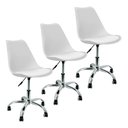 Ver imagem 1 de Kit 3 Cadeiras Leda Office Luisa Saarinen Estofada Base Giratória Cromada - Branca Branco