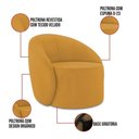 Ver imagem 4 de Sofá 2 Lugares Orgânico 140cm Morgan e 2 Poltronas Lua Veludo Mostarda D03 - D'Rossi