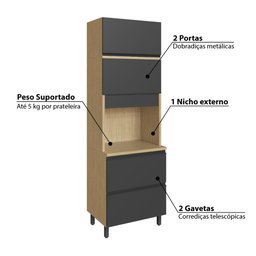 Módulo Torre Cairo para Forno com 2 Portas e 2 Gavetas - Fre - 3