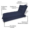 Ver imagem 2 de Sofa Cama Chaise Bicama Reclinavel Sala Lavinia Suede:Azul-Marinho/Suede