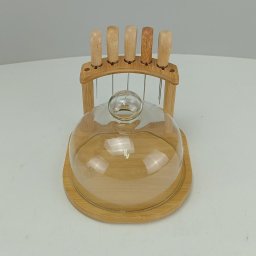 Jogo 7 Peças para Queijo Home&co com Tampa de Vidro Bambu - 2