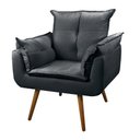Ver imagem 2 de Conjunto 2 Poltronas Decorativas Opala e 1 Puff Redondo Pés Palito Suede Cinza UlissesDecor
