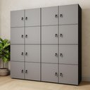 Ver imagem 1 de Armário Organizador Locker 16 Portas c/ Chave F5 Office Cor:Cinza Sagrado com Preto