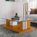 Ver imagem 2 de Mesa de Centro Frizz Cinamomo/off White com Tampo de Vidro - Madetec