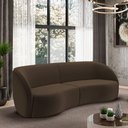Ver imagem 1 de Sofá Decorativo Sala de Estar Bipartido 288cm Clarke Veludo Marrom G45 - Gran Belo