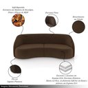 Ver imagem 3 de Sofá Decorativo Sala de Estar Bipartido 288cm Clarke Veludo Marrom G45 - Gran Belo