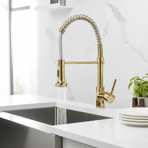 Torneira Gourmet Cozinha Alta Moderna Misturador Monocomando:dourada