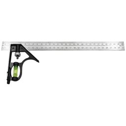 Kit Esquadro Nivel Combinado Régua Inox 12pol 300mm com Riscador - 5
