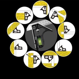 Kit Esquadro Nivel Combinado Régua Inox 12pol 300mm com Riscador - 4