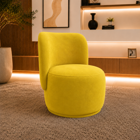 Poltrona Decorativa Bia Orgânica Suede Recepção Sala Estar Quarto