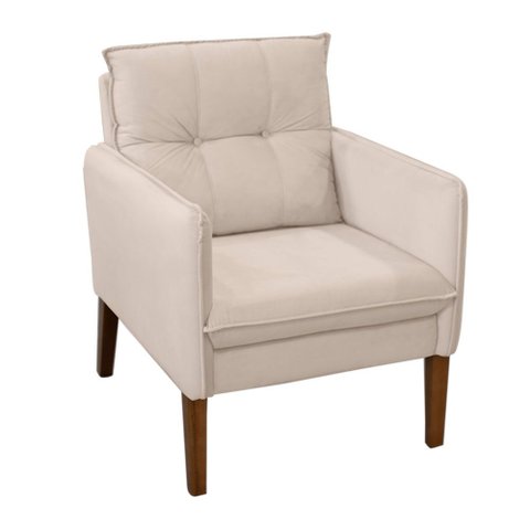 Poltrona Decorativa Liz Sala Escritório e Recepção Suede Bege Eli Móveis e Decoração