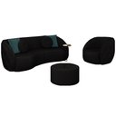 Ver imagem 1 de Conjunto Decorativo Sofá 288cm e Poltrona Clarke com Puff Round Veludo Preto - Gran Belo