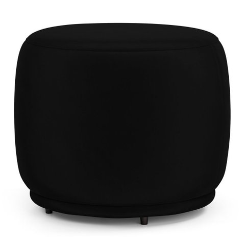 Puff Decorativo Orgânico Living Molly Redondo Couríssimo Preto - Desk Design