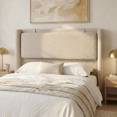 Cabeceira Estofada 2,23m King Pier para Quarto de Casal Boucle Linha Premium