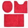 Tapetes para Banheiro de Microfibra Antiderrapante Soft Ball Short 3 Peças - Rio Home Vermelho - 2
