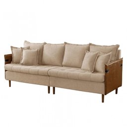 Sofá Push Linho 02 Módulos 80 Cm B25cm Meu Sofá Online A226 Linho Bege - 5