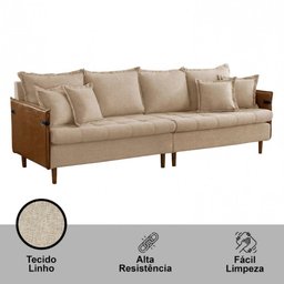 Sofá Push Linho 02 Módulos 80 Cm B25cm Meu Sofá Online A226 Linho Bege - 4