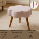 Ver imagem 4 de Puff Flor em Bouclé com Pés em Madeira Maciça Reforçada