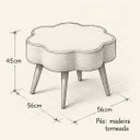 Ver imagem 7 de Puff Flor em Bouclé com Pés em Madeira Maciça Reforçada