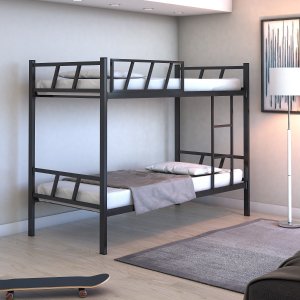 Beliche Solteiro 100% Aço Estilo Industrial Com Escada E Grade De Proteção:Preto