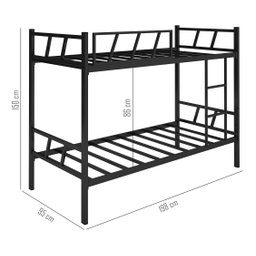 Beliche Solteiro 100% Aço Estilo Industrial Com Escada E Grade De Proteção:Preto - 3