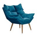 Ver imagem 3 de Poltrona Decorativa Luxor Prime Veludo Azul Marinho Base Fixa em Madeira Maciça