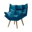 Ver imagem 2 de Poltrona Decorativa Luxor Prime Veludo Azul Marinho Base Fixa em Madeira Maciça
