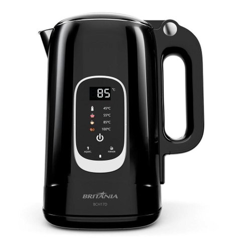 Chaleira Elétrica Britânia BCH17D 1250W 1,7L Aço Inox Preto Painel Touch 110V