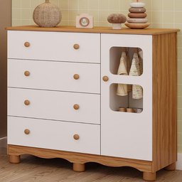 Cômoda de Bebê Infantil 1 Porta com Janela 4 Gavetas 100% Mdf Uli - 1