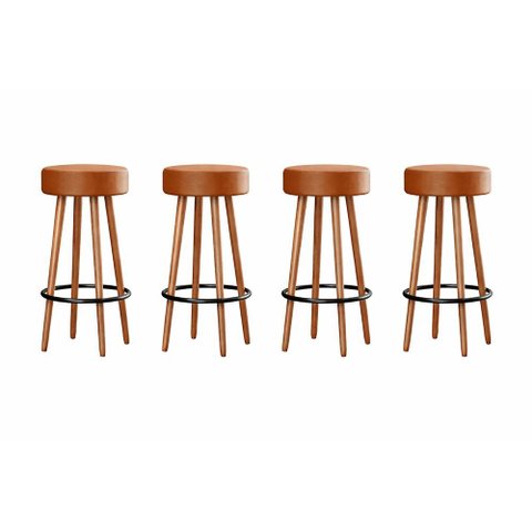 Kit 04 Banquetas Alta para Cozinha Área Gourmet Berlin Couríssimo Amarula - Desk Design