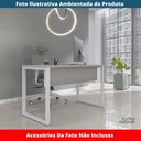 Ver imagem 2 de Mesa Escritório P25 Tub Pandin 134 Cm (larg) Tampo Mdp Cinza Pé Aço Tubular Branco