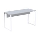 Ver imagem 1 de Mesa Escritório P25 Tub Pandin 134 Cm (larg) Tampo Mdp Cinza Pé Aço Tubular Branco