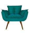 Ver imagem 2 de Poltrona Decorativa Estofada Para Consultório Opala Suede Azul Turquesa - LM DECOR