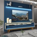 Ver imagem 1 de Painel e Rack Ripado com Led Nobre 230 Azul Off White - Gelius