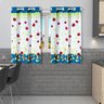 Cortina de Cozinha 2,20m X 1,30m Oxford Estampada Decorativa Janela Alta Resolução Joaninha Azul - 2