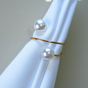 Ver imagem 4 de Kit 8 Pçs Anel para Guardanapo 8 Lugares Pérola Duas Voltas 4,5x4,5cm Argola: Dourada