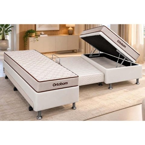 Cama Baú c/Aux Crc Solt+Colchão Ortopédico Fit 2.0 Ortobom