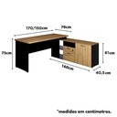 Ver imagem 5 de Mesa L Diretor Dinâmica 150cm a 170cm Pés Painel Mac Pr F5 Cor:macadâmia com Preto