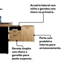 Ver imagem 2 de Mesa L Diretor Dinâmica 150cm a 170cm Pés Painel Mac Pr F5 Cor:macadâmia com Preto