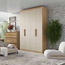 Ver imagem 4 de Guarda Roupa Soleiro Milan 4 Portas Capuccino Off White Acetinado - Thb